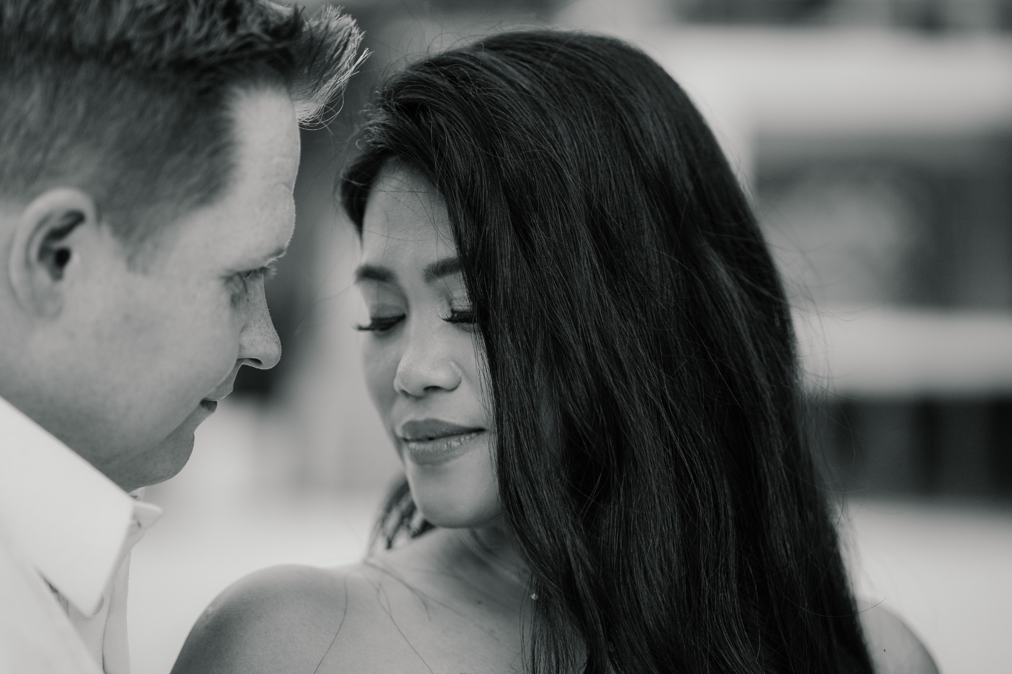 Jenny and Elliot in black and white